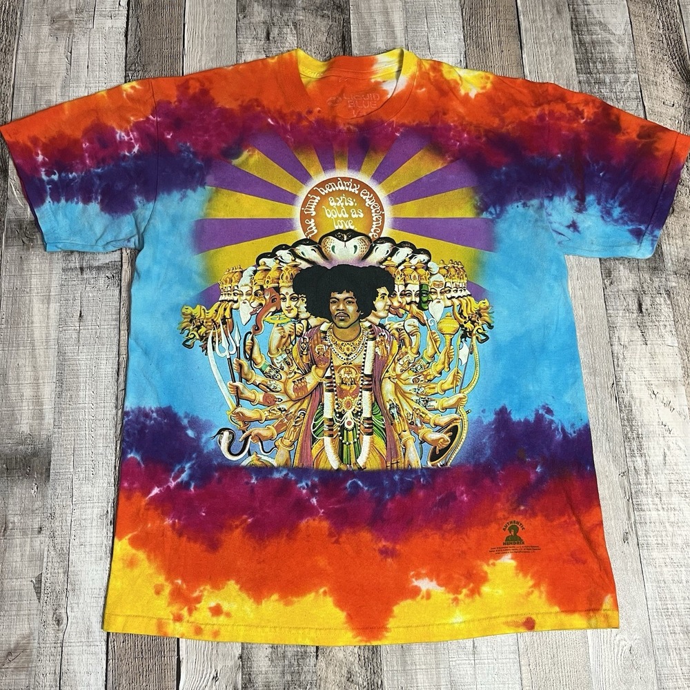 Jimi Hendrix Shirt Adult Large Tie Dye Liquid Blue Rock Band Tee Experience
